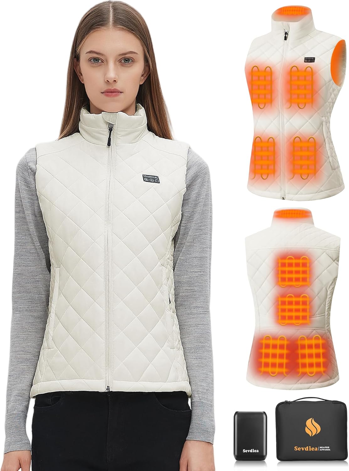 Women's Quilted Heated Vest with Battery Pack 16000mAh 7.4V, Warming Heated Vest for Women, Electric Heating Vests