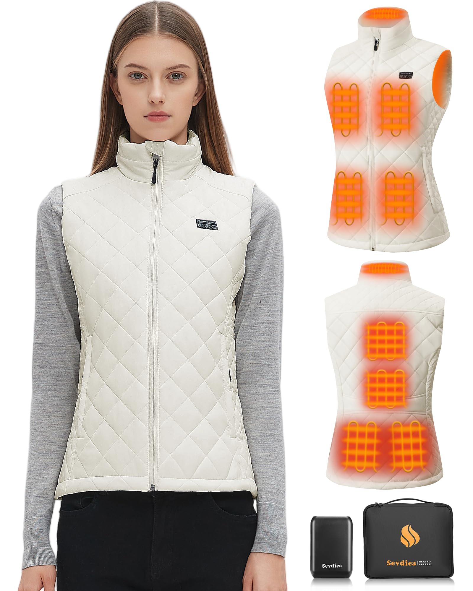 Women's Quilted Heated Vest with Battery Pack 16000mAh 7.4V, Warming Heated Vest for Women, Electric Heating Vests