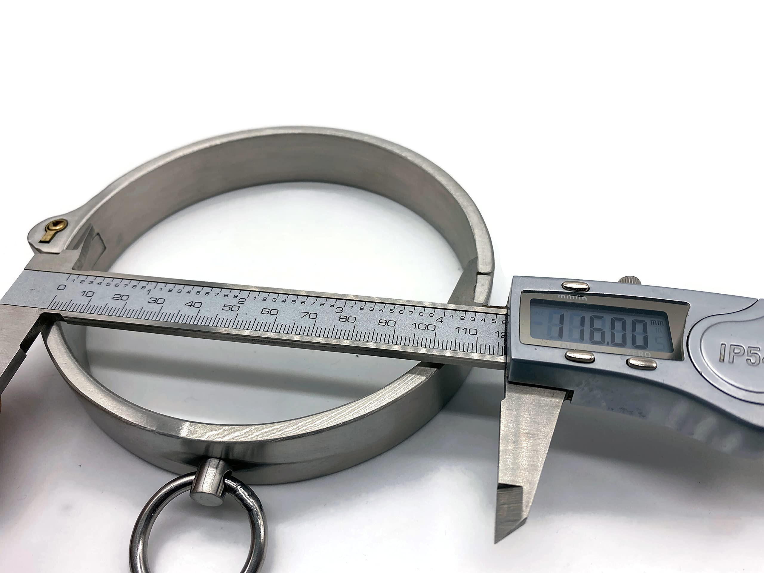 eXODA Collar SM para señoras de acero inoxidable con junta tórica bloqueable para su esclavo sexual
