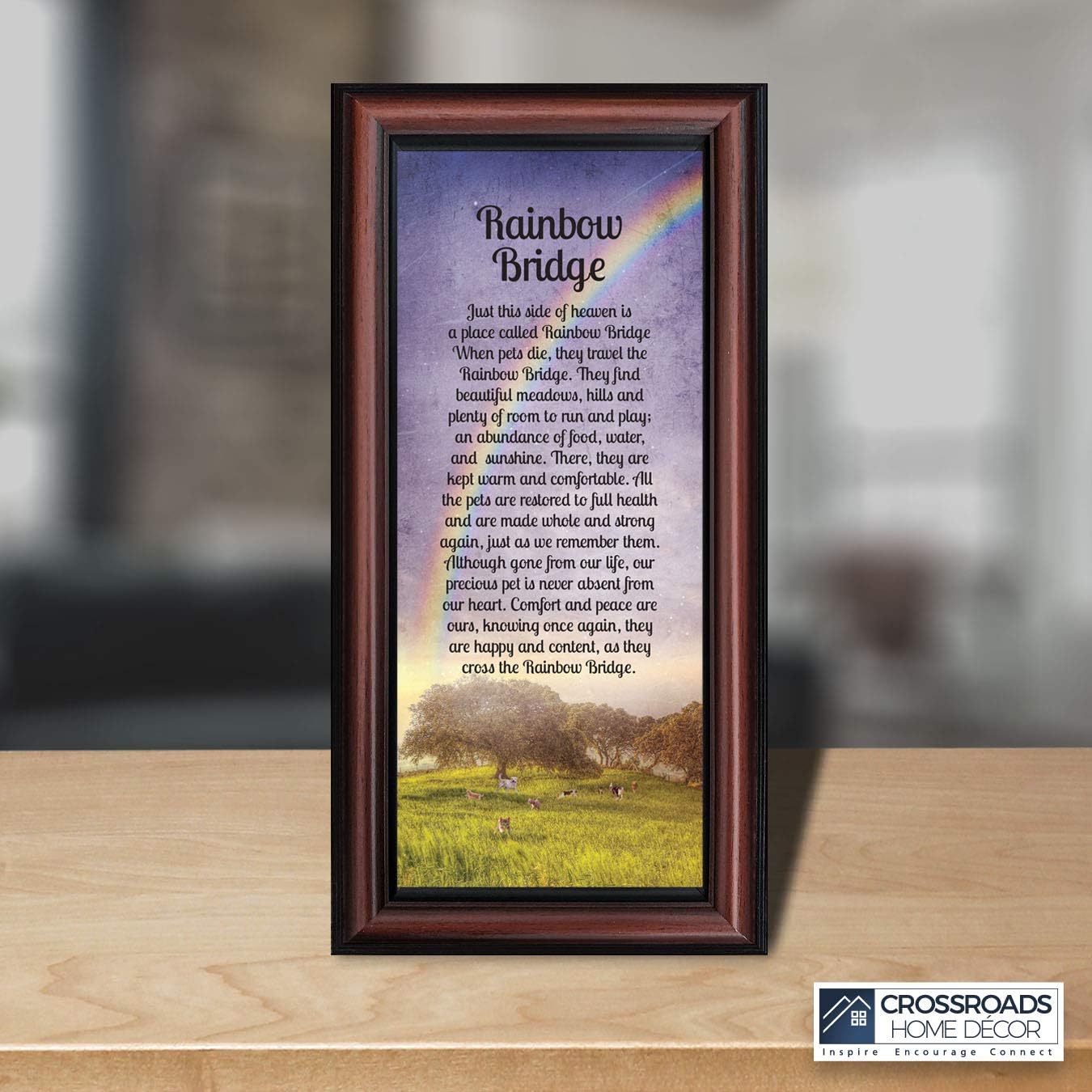 Crossroads Home Décor Rainbow Bridge Picture Frame, Dog Loss, Loss of a Pet, Loss of a Cat, Pet Memorial Picture Frame, 7414W