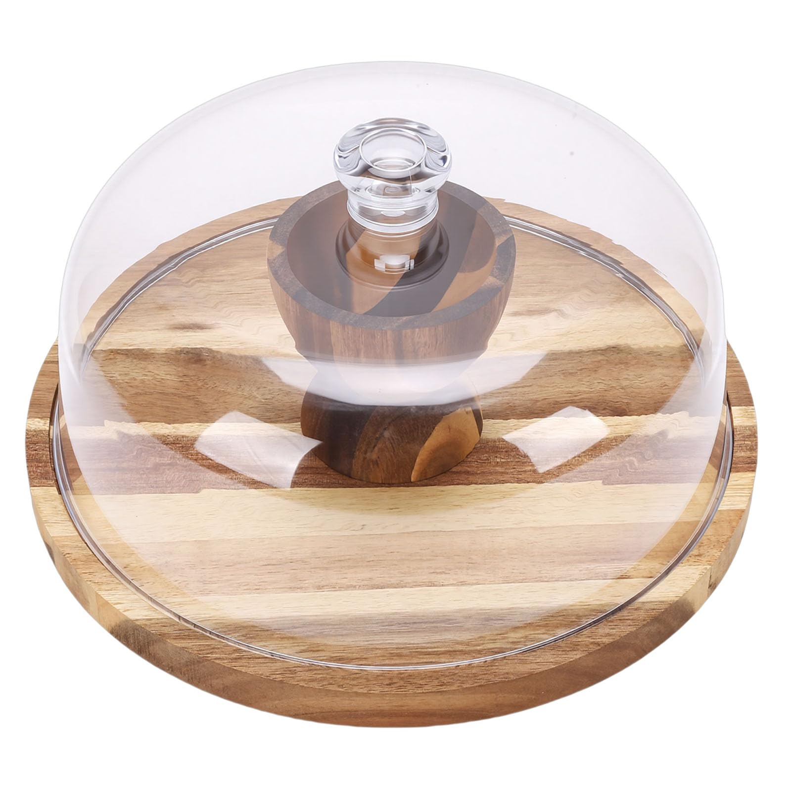 Alzata decorativa in legno per torte, con coperchio trasparente, per matrimoni, feste di compleanno, dessert, frutta, formaggio