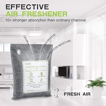 CLEVAST Bamboo Charcoal Air Purifying Bags - (Large, 4200g), Removes Odors and Moisture, Nature Fresh Air Purifier Bags, Odor Eliminator for Home, Car, Pets, Bathroom, Basement