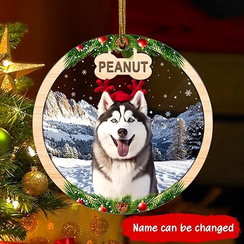 Miniatura 74 de Adorno personalizado de Yorkie para Navidad, adornos personalizados con nombre de mascota, adornos acrílicos para colgar en el árbol de la puerta