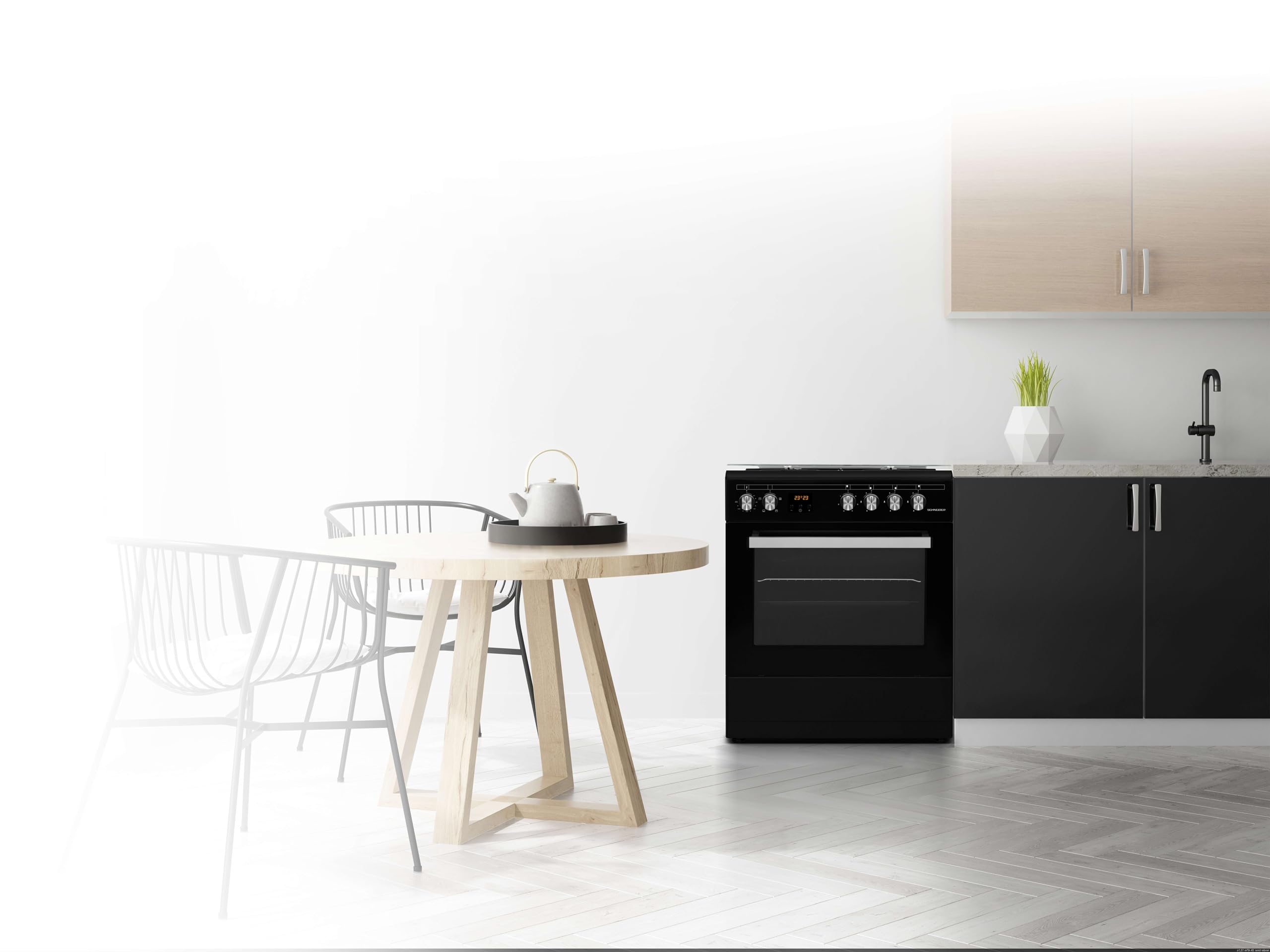 Schneider SCCG631-BM - Cuisinière gaz Black mat