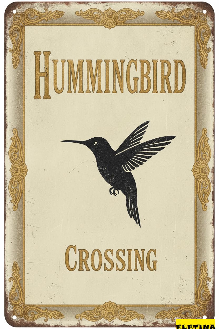 Hummingbird Crossing Metal Warning Sign Outdoor Street Driveway Yard Road Business Decor 8x12in