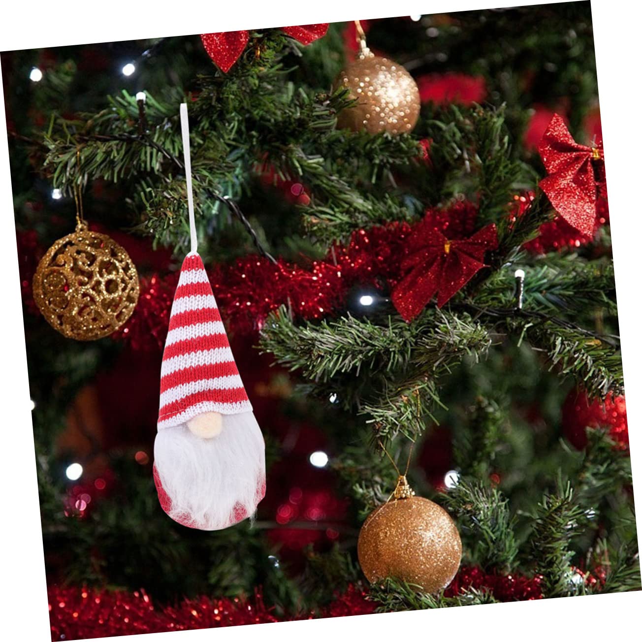 PRETYZOOM 30 STK Weihnachtspuppe Dekorative Kleine Wichtel Weihnachtsbaum Hängende Zwerge Weihnachtsbaumzwerg Weihnachtsschmuck Weihnachtstischschmuck Weihnachtsmann-Schreibtisch Stoff Rot