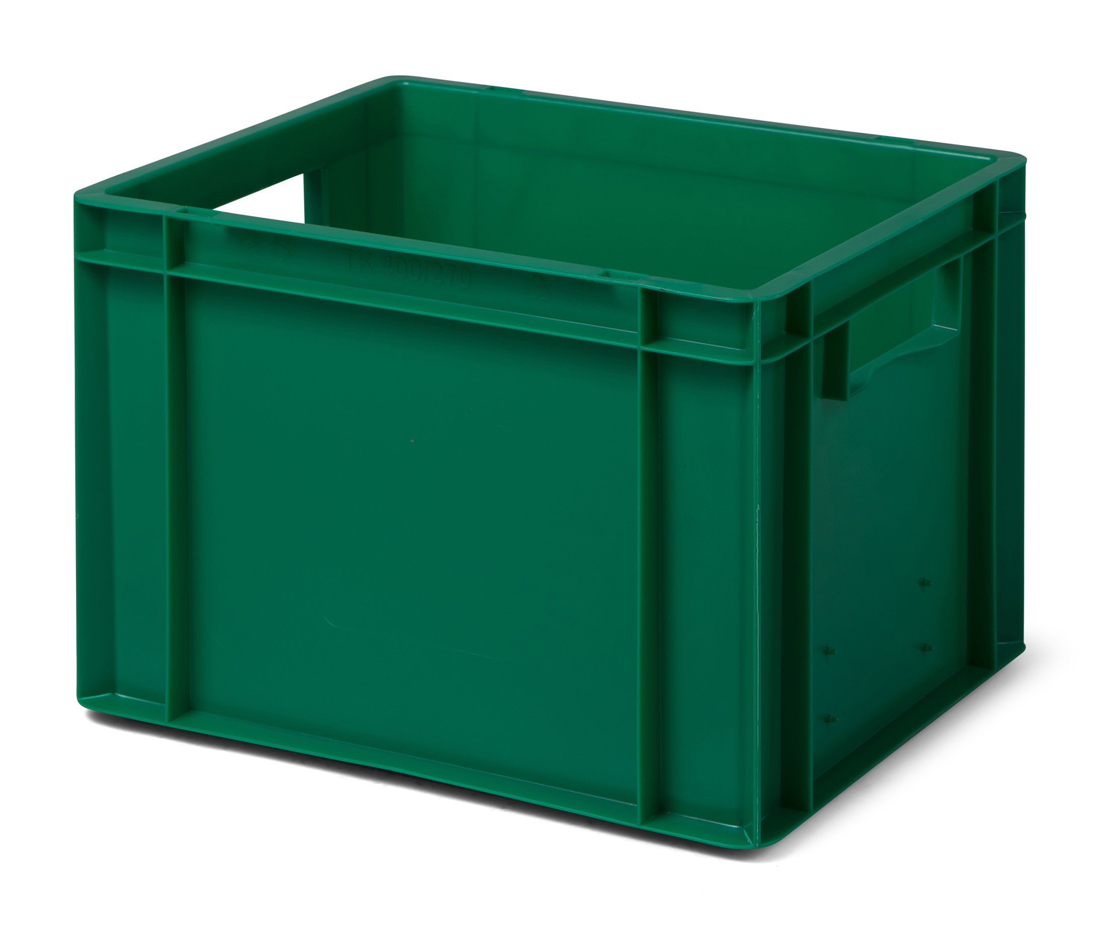 4 szt. TK 400/270-0 skrzynka pocztowa do układania w stosy, zielona, 400 x 300 x 270 mm (dł. x szer. x wys.), pojemność 23 l, maksymalne obciążenie: 40 kg, nadaje się do kontaktu z żywnością