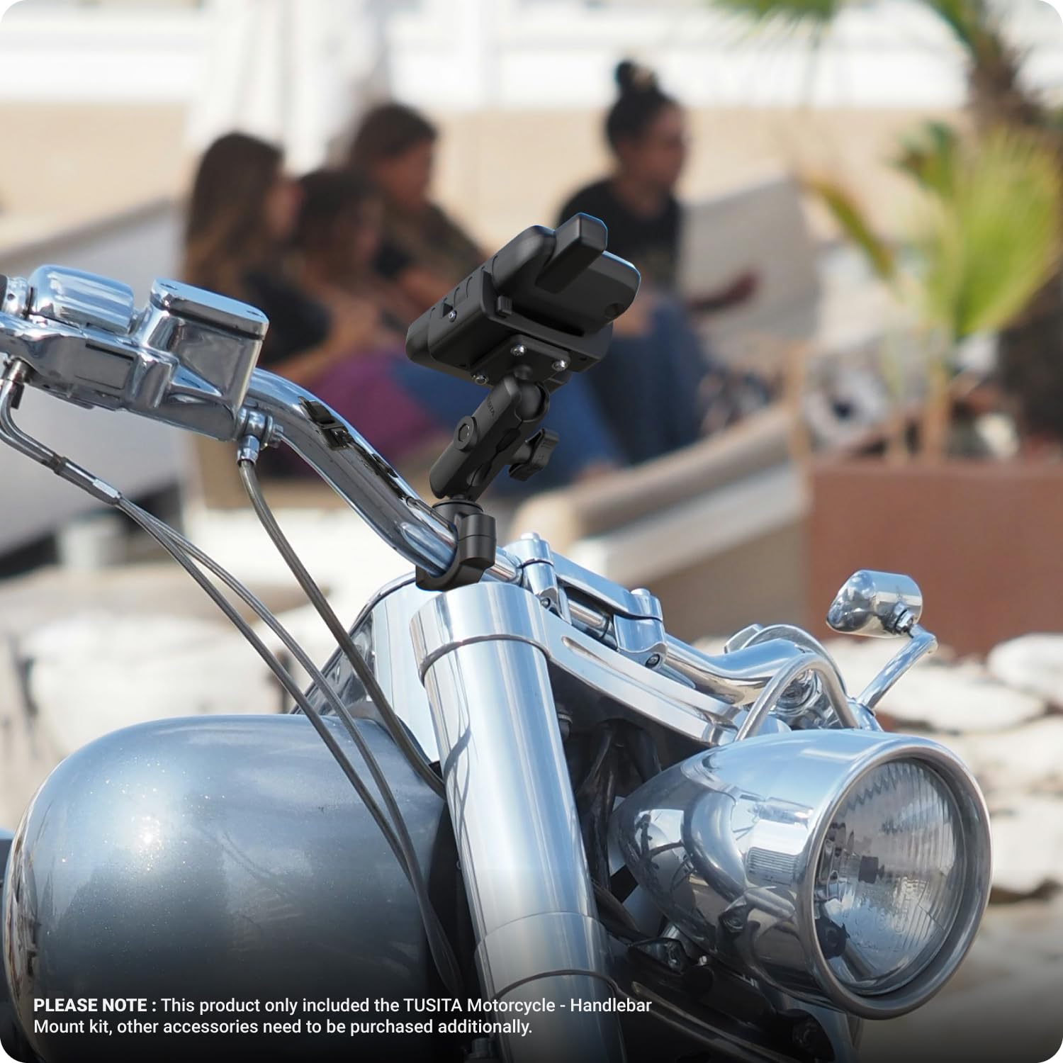 TUSITA Motorrad GPS Halterung Kompatibel mit Garmin Montana, Zumo XT GPS - Lenkerbasis mit Mittelgroßem Doppelsockelarm