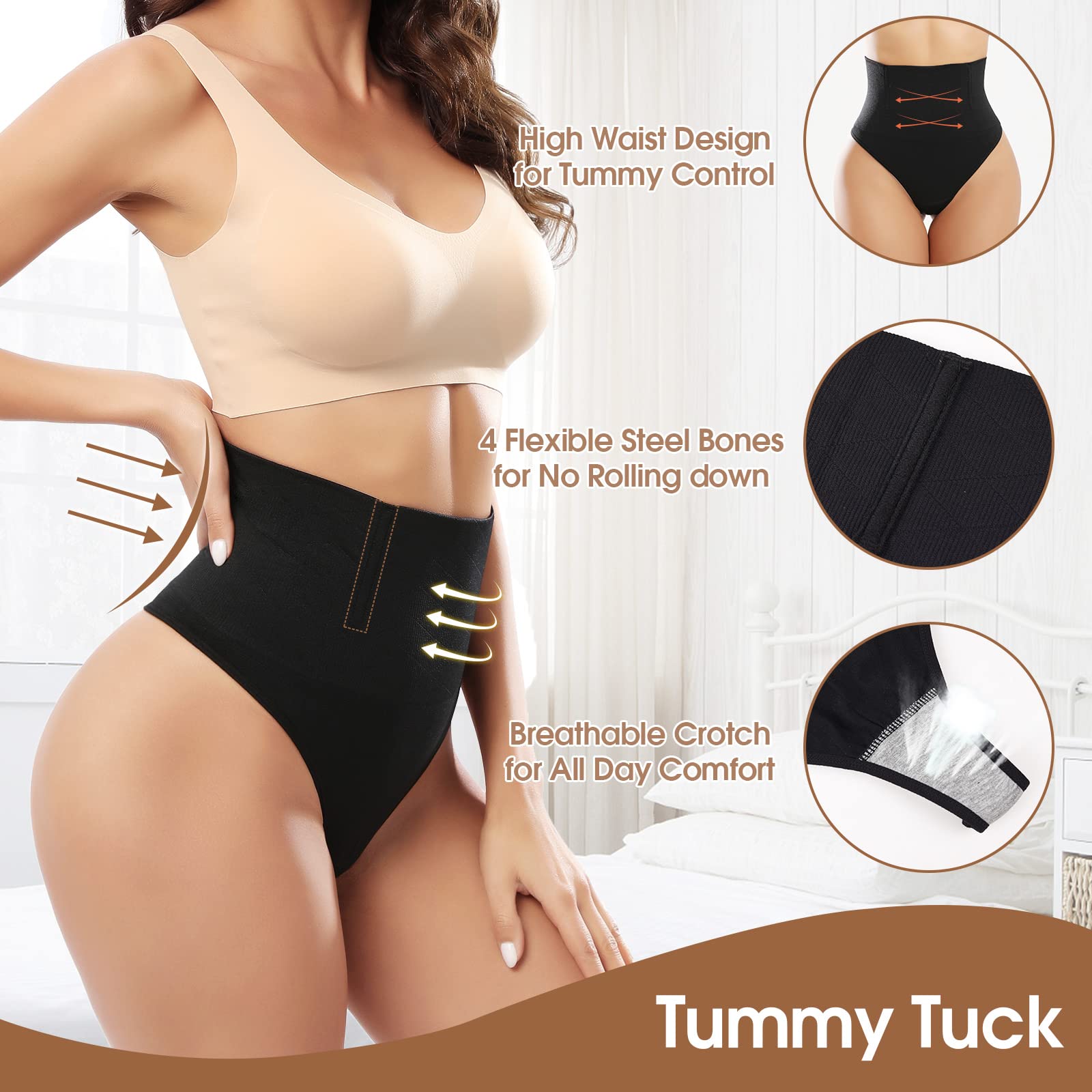 Xnova Perizoma Donna Guaina Contenitiva Modellante, Vita Alta Mutande Contenitive Intimo Thong Shapewear Slip Dimagrante Pancia Piatta Invisibile