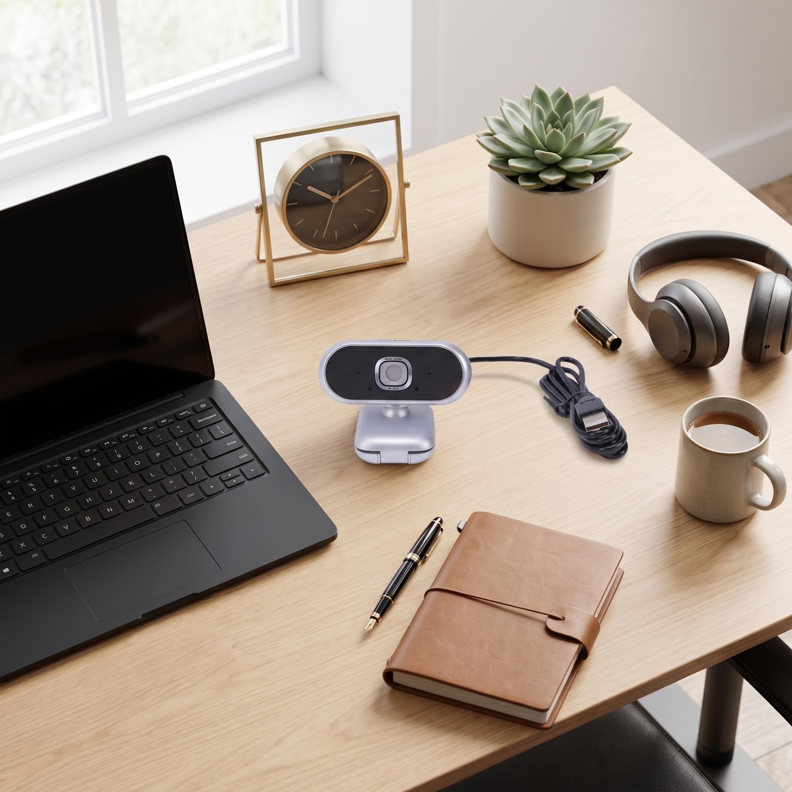 VBESTLIFE Webcam 4K con Messa a Fuoco Automatica e Copertura Privacy per | USB Plug and Play, Grandangolo da 75°, Inclinazione Panoramica a 360°, Interfaccia 2.0 Ad Alta velocità, per