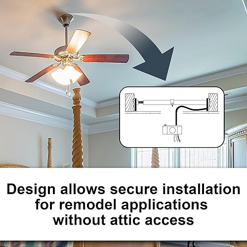 Miniatura 8 de Ciata Soporte de montaje para ventilador de techo, Saf-T-Brace con dientes de bloqueo, 3 dientes, caja más grande para alta capacidad de cable, giro