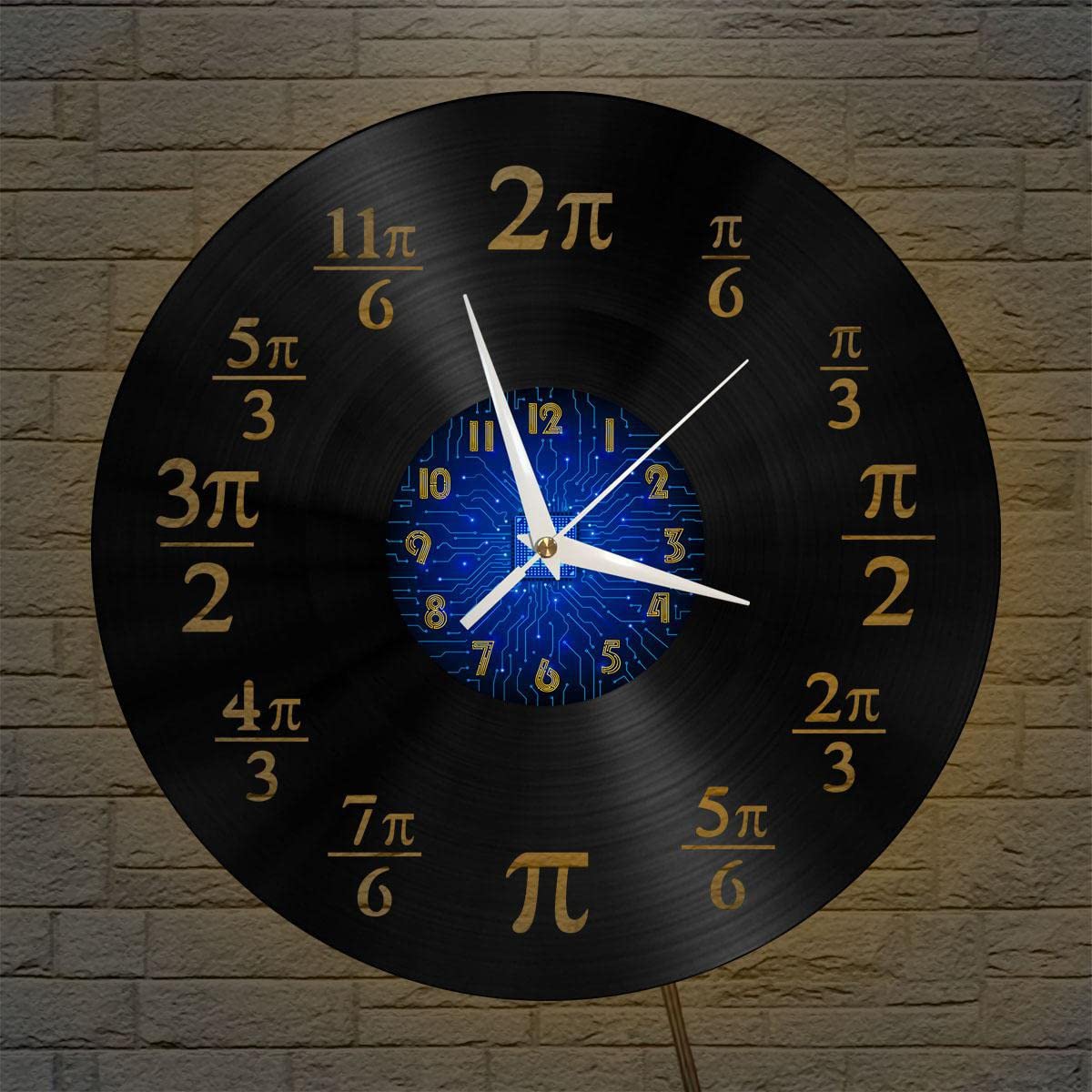Mathématiques Pi Horloge Murale en Vinyle BSTFR Noir LED 12 Pouces pour Salon