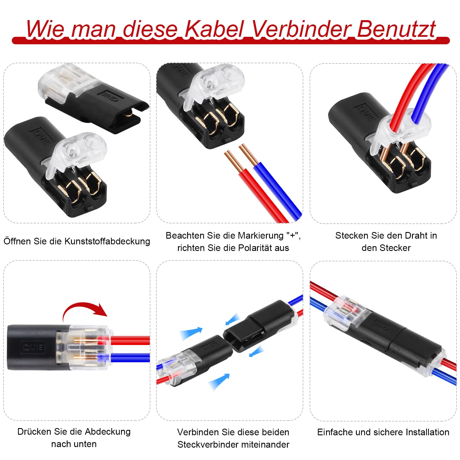 12 sztuk wtyczek samochodowych, 2-biegunowe, łączniki wtykowe, wodoszczelne, praktyczne szybkie złącze kablowe, 2-biegunowe złącze wtykowe, do kabli 18-22 AWG