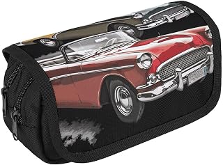 Roadsters Old Fashioned Pencil Case Big Capacity Pencil Pouch | Large Pencil Bag with 3 Compartment, Double Zipper, Aesthetic Makeup Pouch for Women, Spacious Pencil Box for Office Travel