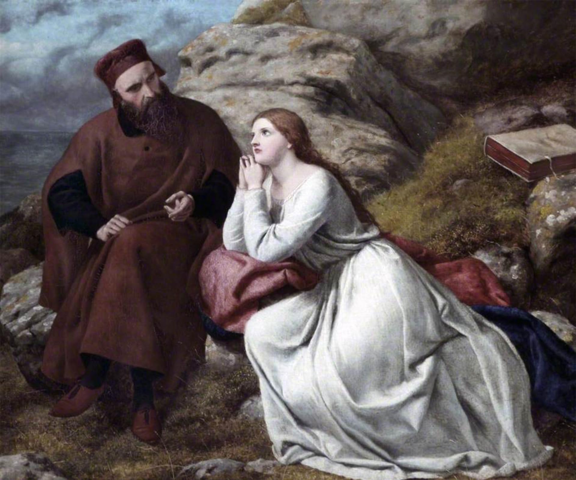 Posteriik No Frame Vintage Classic Picture Landscape Artwork Prospero And Miranda By Frederick Richard Pickersgill Portrait Canvas Painting For Office Home Decor 60X90cm
