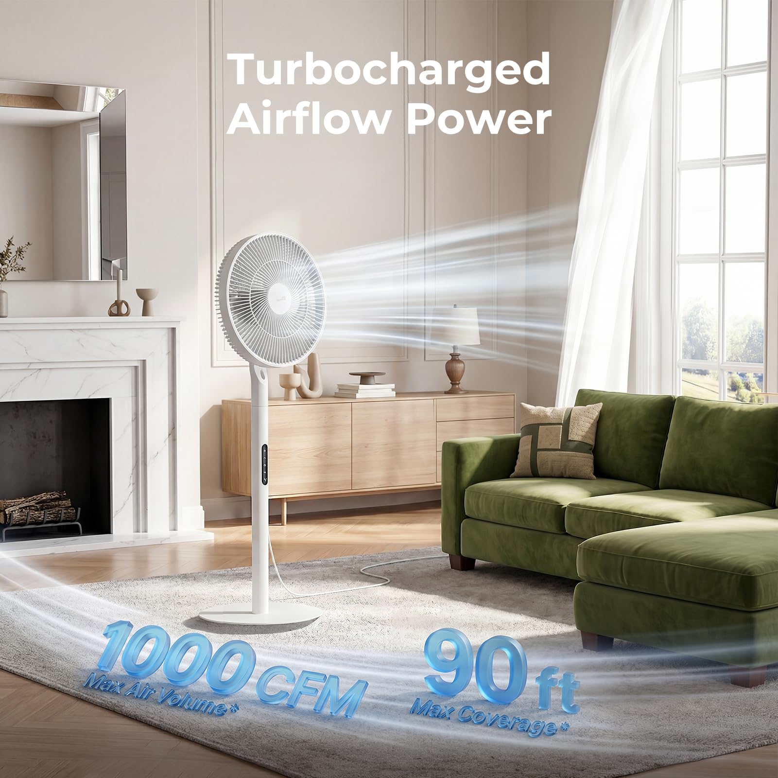 SAnmay Ventilatore a piedistallo, ultra sottile, 2 in 1, ventilatore da scrivania portatile staccabile, alimentato con USB-C e power bank, silenzioso, per esterni, camper, campeggio e casa