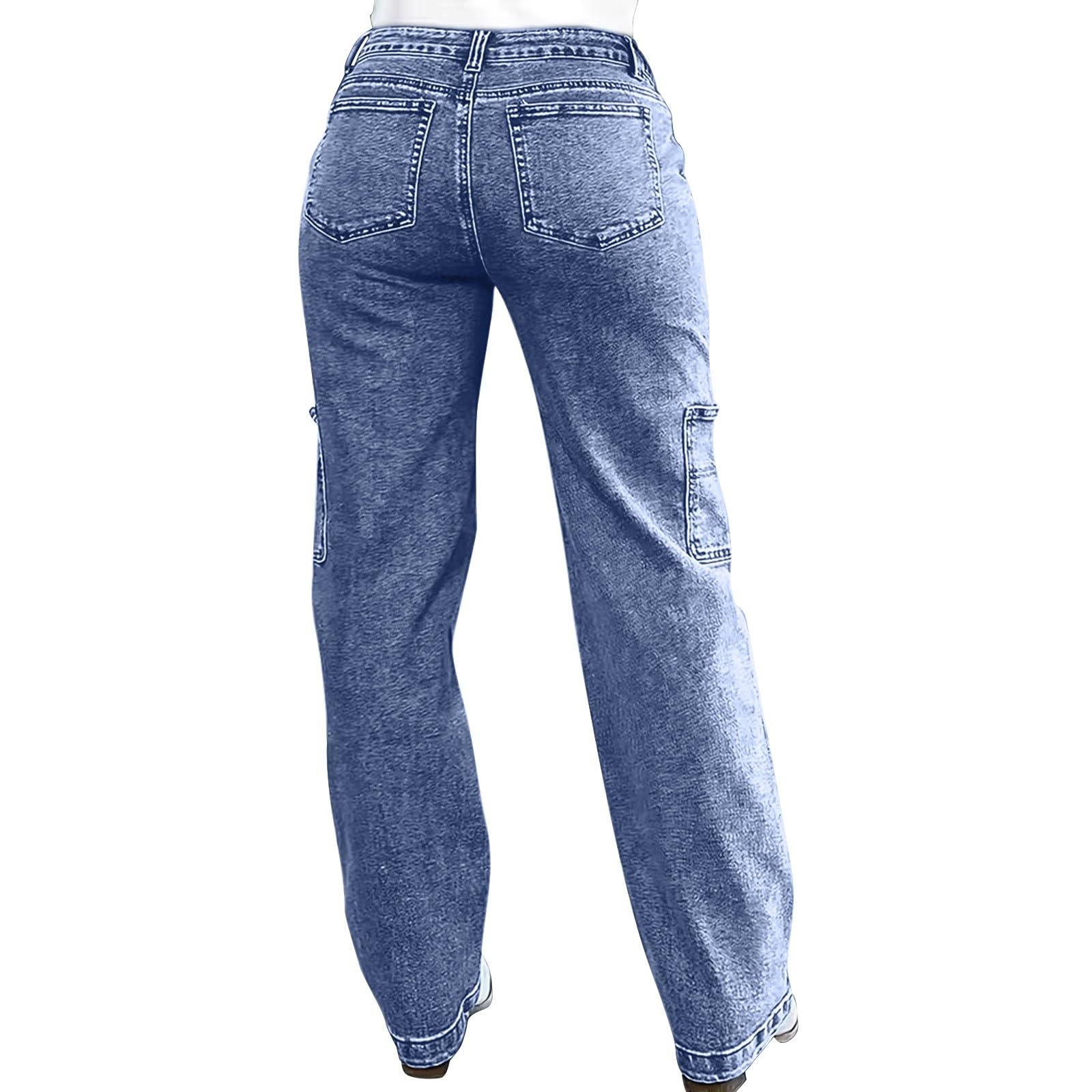 Jeans Donna Elasticizzati Gamba Dritta Jeans Baggy Leggeri Gamba Larga Pantaloni Denim Elasticizzati Curvy Larghi Comodi Pantaloni Vita Alta Casual Y2k Eleganti Pants Moda Tempo Libero Vintage