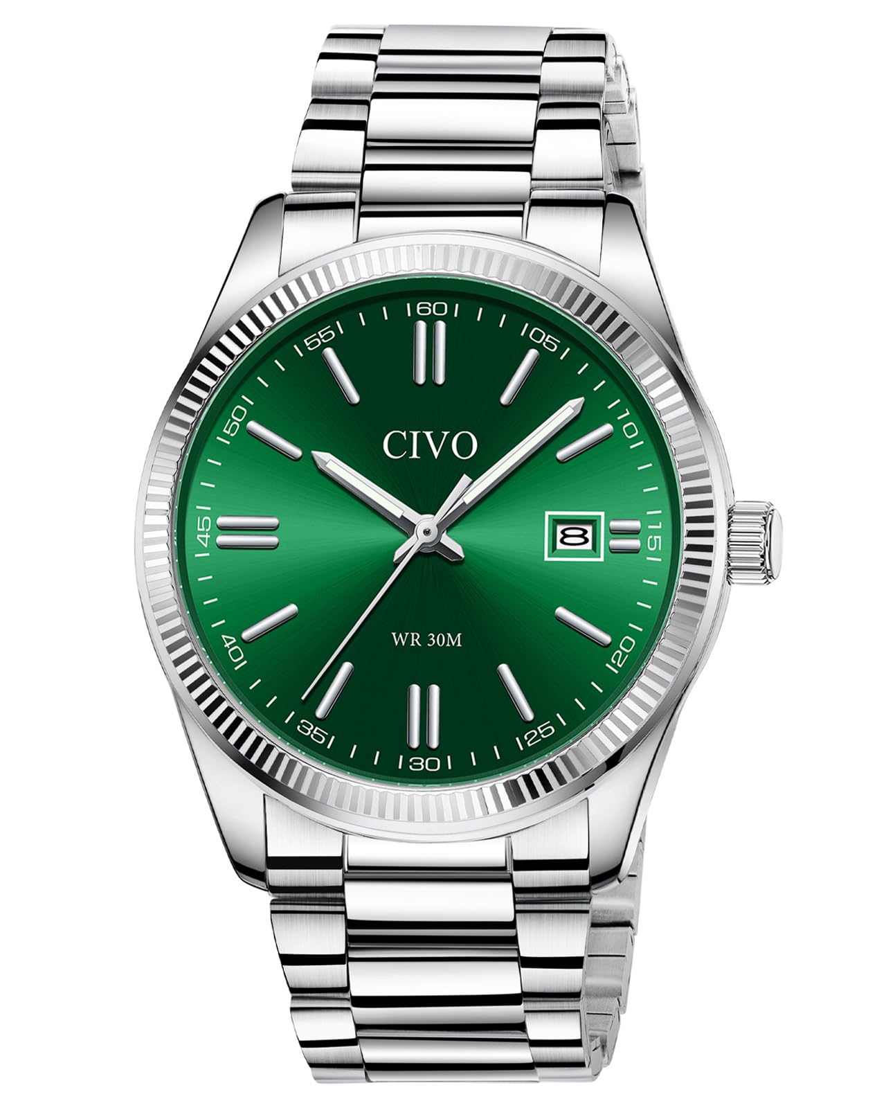 CIVO Heren Horloges Roestvrij Staal: Zwart Analoge Datum Polshorloge voor Mannen - Waterdichte Quartz Horloges Mode Geschenken, Zwart, standard