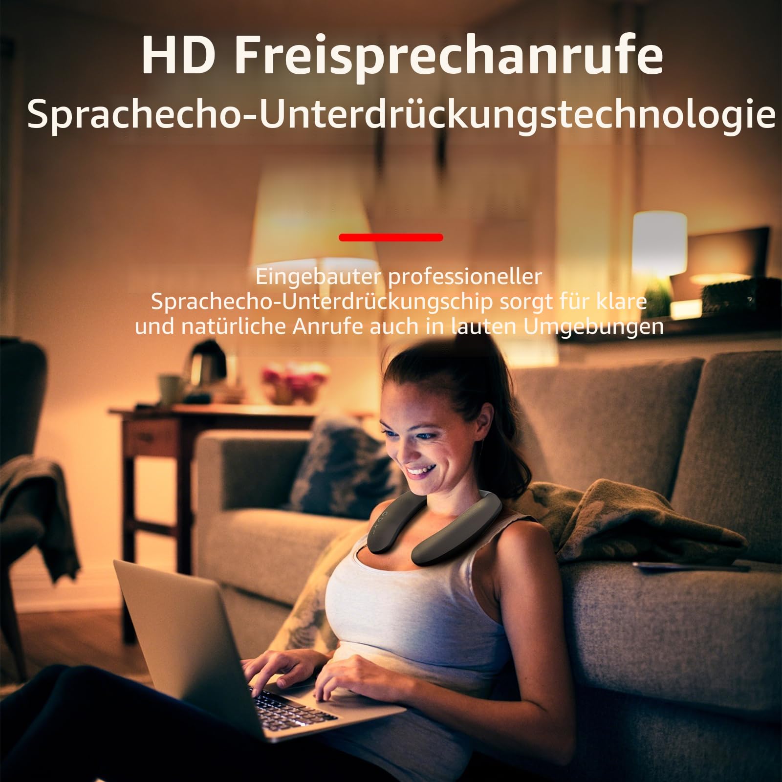 Smaloyd Bluetooth Lautsprecher Tragbarer, Wireless-Neckband-,Theater Stereo Surroud Ton, mit Mikrofon,Kabelloser für Sport im Freien,Mit Empfänger