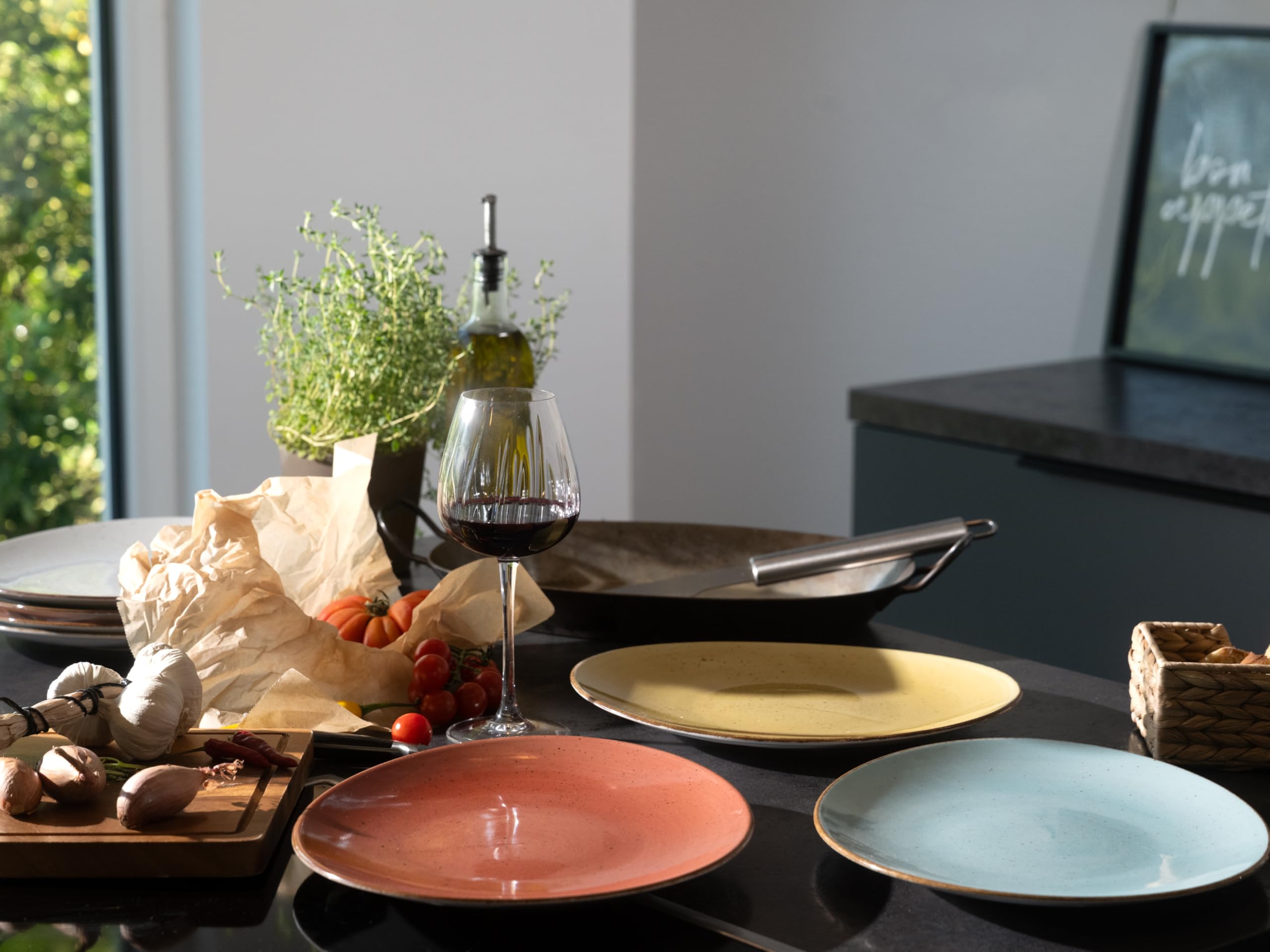 Creatable, 24800, Serie Vintage Nature, 4-teiliges Geschirrset für 4 Personen, Steakteller aus Porzellan, spülmaschinen- und