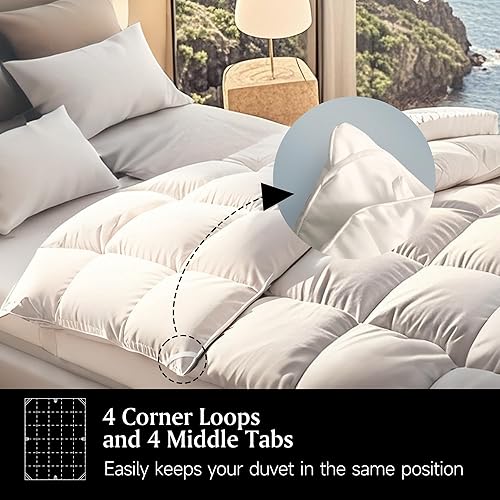 Miniatura 5 de Beautyrest Luxury Hotel Collection - Edredón de fibra de plumón de ganso blanco, ultrasuave, 100% algodón, transpirable, relleno de edredón