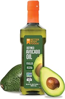 BetterBody Foods Refined Avocado Oil - Non-GMO, Keto Paleo Friendly, High Smoke Point for Frying Baking, 16.9 Fl Oz