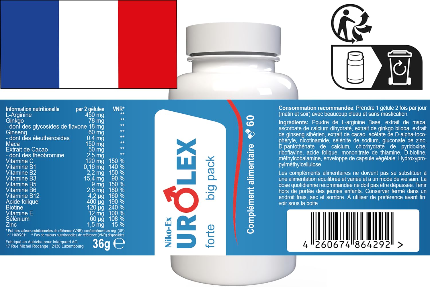 Urolex forte für Männer - 300 Kapseln (5x60 Kapseln) - 5er Pack