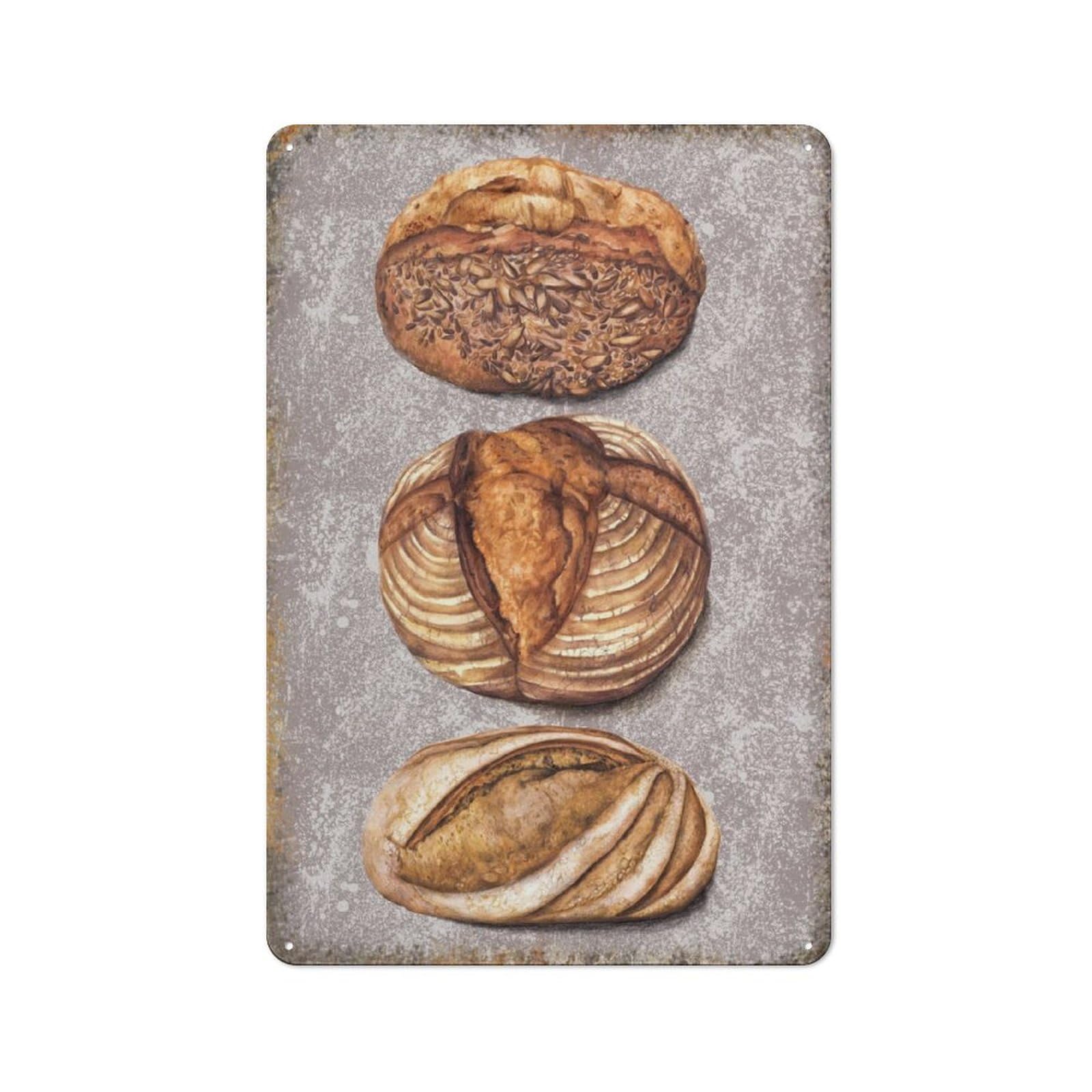 Mini Bread Art Retro Metal Plaque Kitchen Restaurant Casual Lovely Household Wall Hanging Decor 8x12 Inch