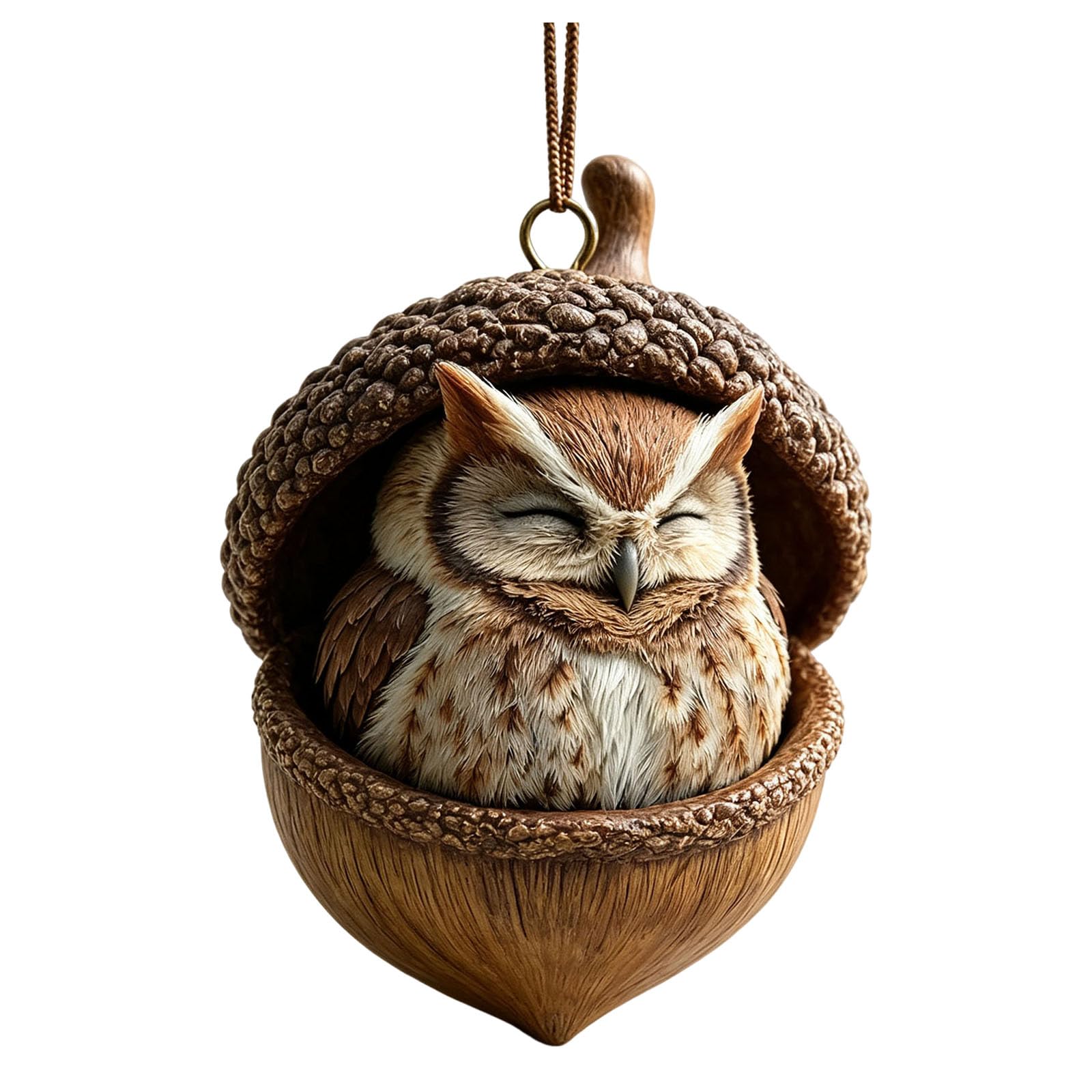 3D Forest Animal Acorn Ornaments Woodland Animal Ornaments Tree Decor Realistic Squirrel Figurine in Acorn Shell Hanging for Home Party Christmas Tree Decor Woodland Theme Gift for Lover