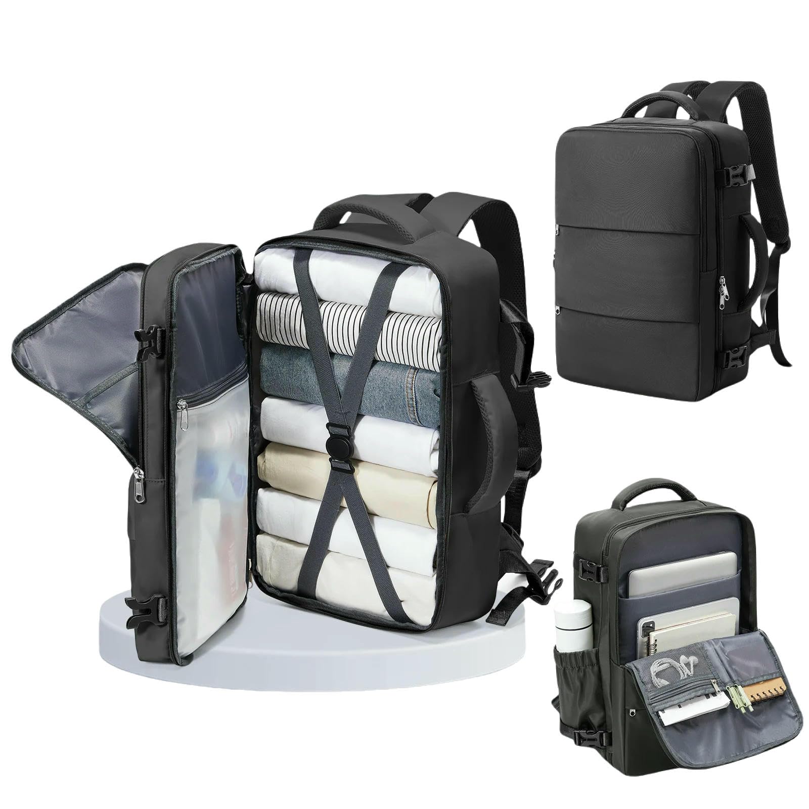 Reisetasche Notebook-Rucksack Für Reisen, 40 X 20 25 cm, Ryanair, Laptoptasche, Herren Und Damen, Business, wasserdichte Kabinentasche, Handgepäck-Rucksack, Schultasche-schwarz