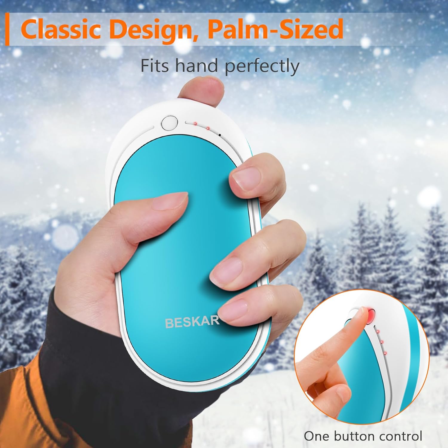 BESKAR Rechargeable Hand Warmer, 5200mAh Electric Hand Heater, Double-Sided Heating, USB Quick Charge, Portable Pocket Hand Warmer for Outdoor, Golf, Raynauds - Winter Gift - Image 4