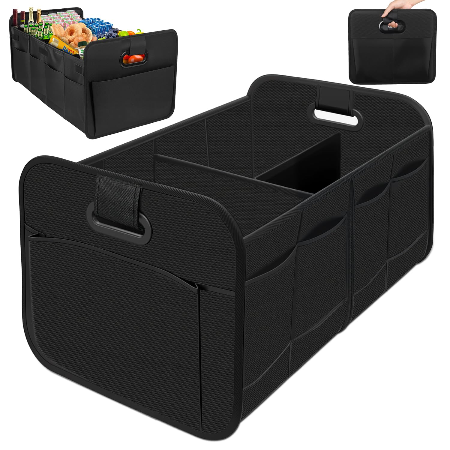 60 * 35 * 30.5 cm Organizador Porta Malas Carro Dobrável Impermeável com Alça, Divisórias