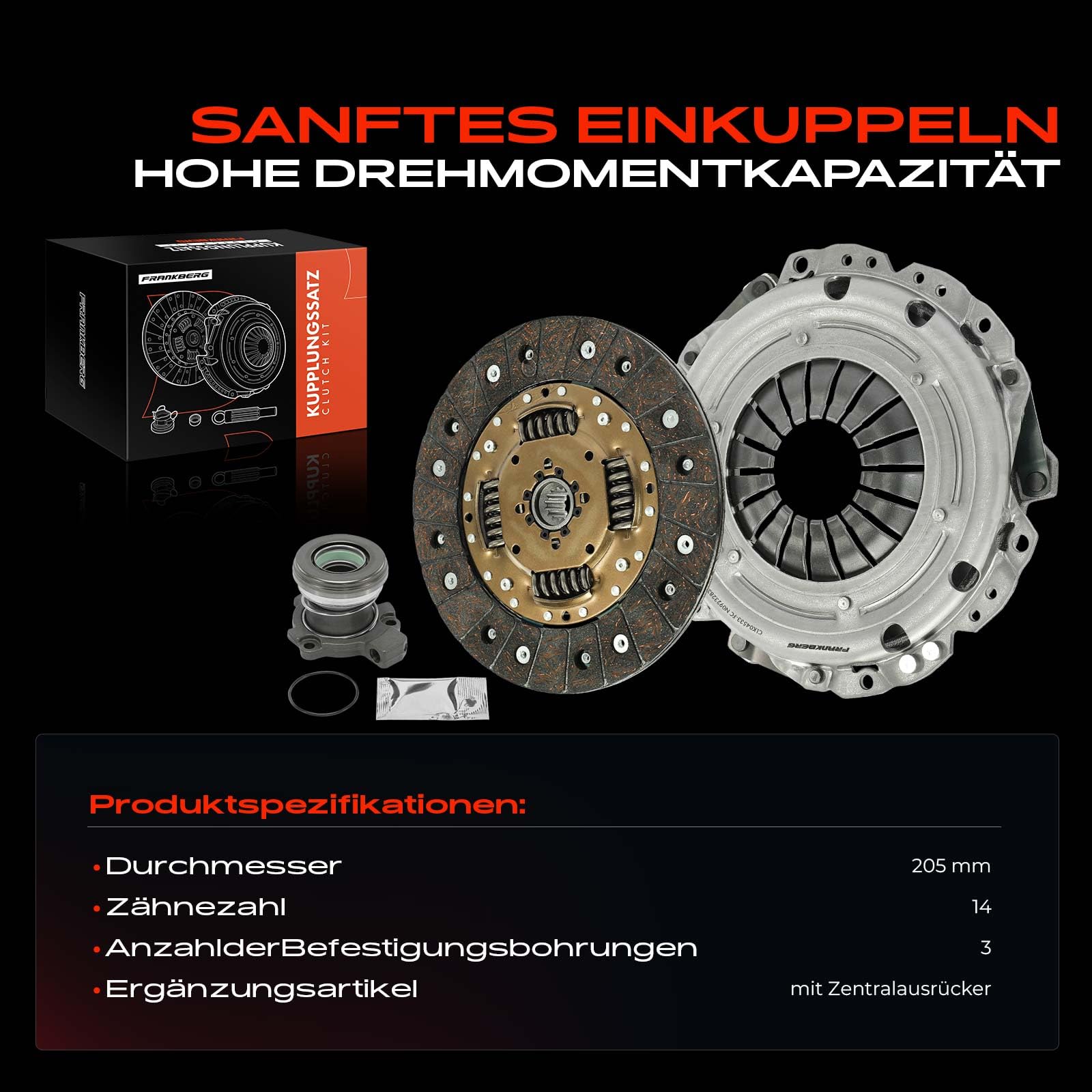 Frankberg Kupplungssatz Kompatibel mit Astra H L48 1.6L 1.8L 2004-2014 Meriva X03 1.6L 1.8L 2003-2010 Zafira B A05 1.6L 2005-2015 Superb I 3U4 2.0L 2005-2008 Replace# 93317724