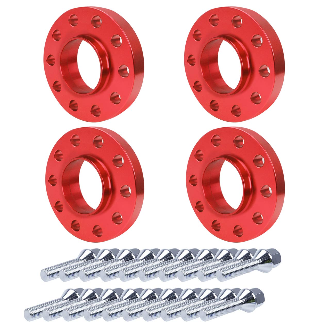 Pindex Élargisseurs de Voie pour BMW 5x120 2x15mm 2x20mm,NLB 72,56mm avec 20 Boulon M12x1.5,Compatible avec BMW E82 E88 E36 E46 E90 E91 E92 E93 E28 E34 E60 | Lot de 4 disques d'espacement pour E82 E88 E36 E46 E90 E91 E92 E93 E28 E34 E60 E23 E32 Rouge