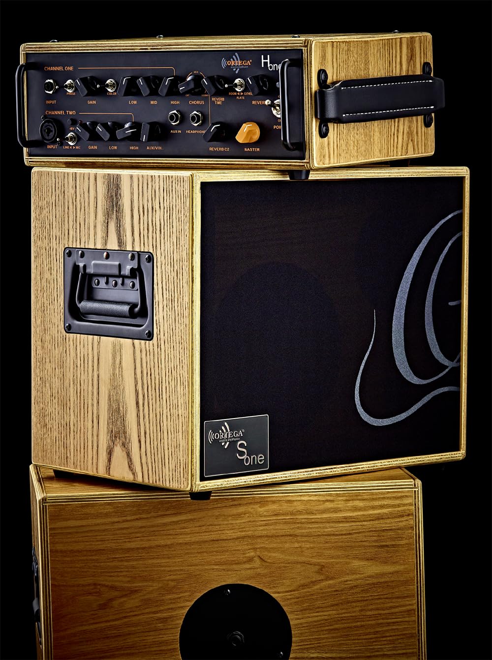Ortega Gutiars Amplification Series Head - Akustikgitarren-Topteil - 100 Watt Ausgangsleistung - Inklusive Tragetasche - Esche, Natur (HONE)