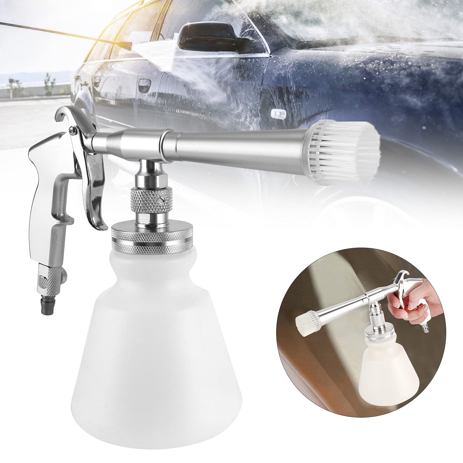 Leapiture 6.2?9.5kg High Pressure Washer Sprayer car wash Spray Ergonomic Cleaning Tool Pressure Washer Accessories for Automobiles car Interior car wash (Silver)