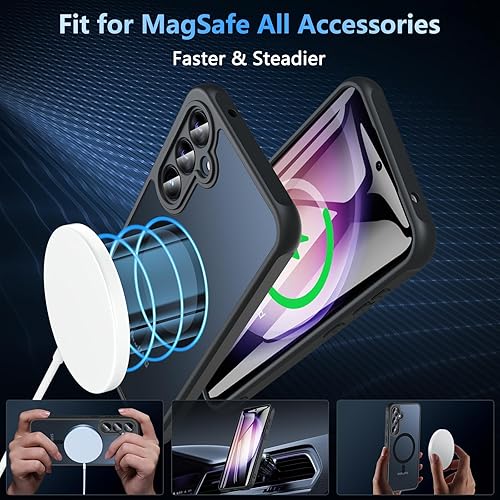Miniatura 6 de Hensinple Funda magnética para teléfono Galaxy A14 5G con protector de pantalla de vidrio, compatible con MagSafe, a prueba de golpes, mate, funda