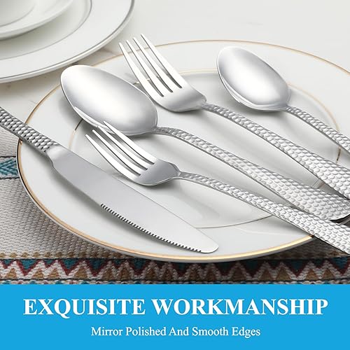 Miniatura 40 de MUTNITT Juego de cubiertos de 30 piezas para 6, juego de cubiertos de acero inoxidable de alta calidad, cubiertos pulidos con espejo