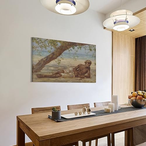 Miniatura 3 de Henry Scott Tuke - Póster de Samuel bajo un árbol, Jamaica, pintura decorativa, lienzo para pared, para sala de estar, dormitorio, 12 x 18 pulgadas