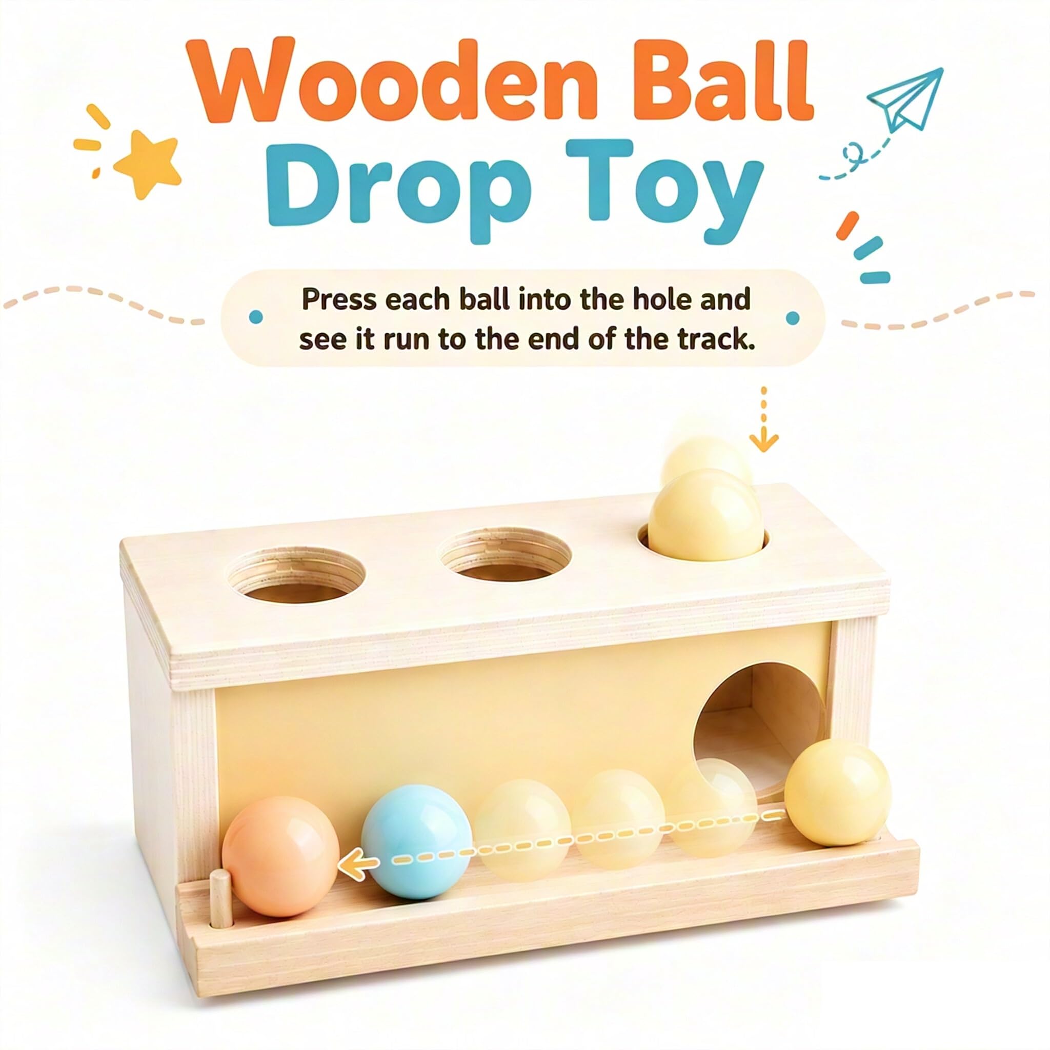 Drewniane zabawki Montessori dla dzieci w wieku 1 2 lat, trwałe pudełko Montessori z przedmiotami, piłka Drop Game, zabawki dla dzieci do rozwoju poznawczego, drobnej motoryki 12 18 miesięcy
