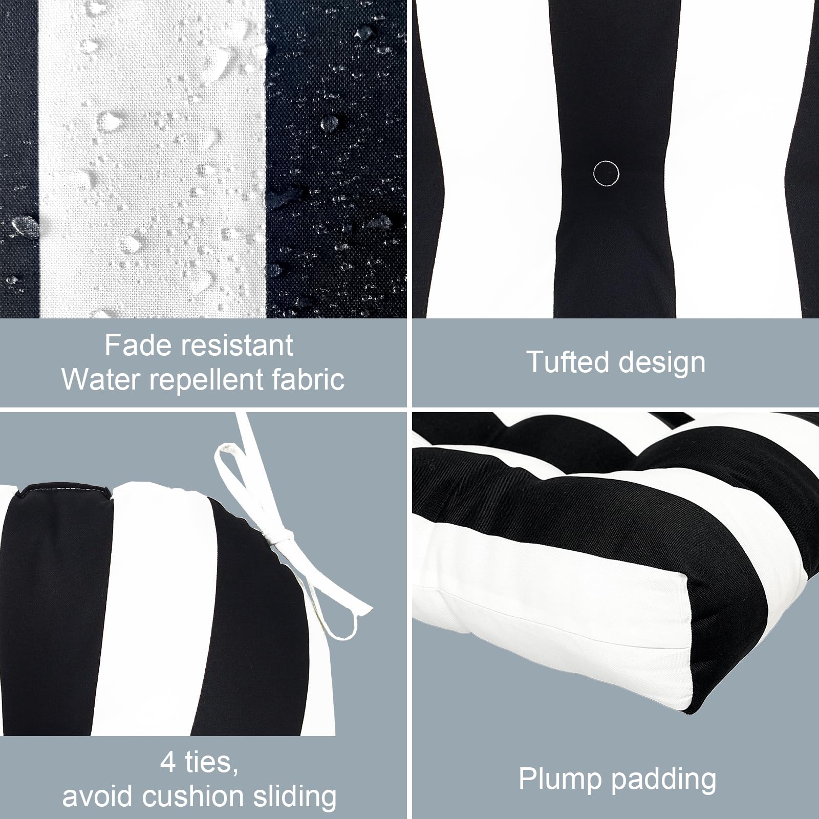 Lot De 2 Coussins De Chaise De Jardin à Bascule, De Terrasse Avec Attaches Et Dossier