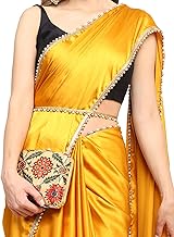 SATAZ Women's Ready to Wear Satin Silk One Minute Readymade Saree With Unstiched Blouse (Yellow)