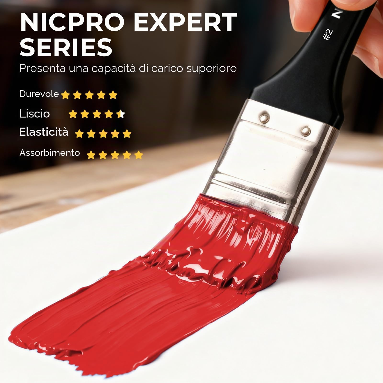 Nicpro 24 Pezzi Pennelli per Dipingere, Set Pennelli Pittura per Artisti Professionisti, Pennelli Acquerello per Acrilico, Olio Pittura, Vieni con Rotolo di Tela e Spatola（Nero）