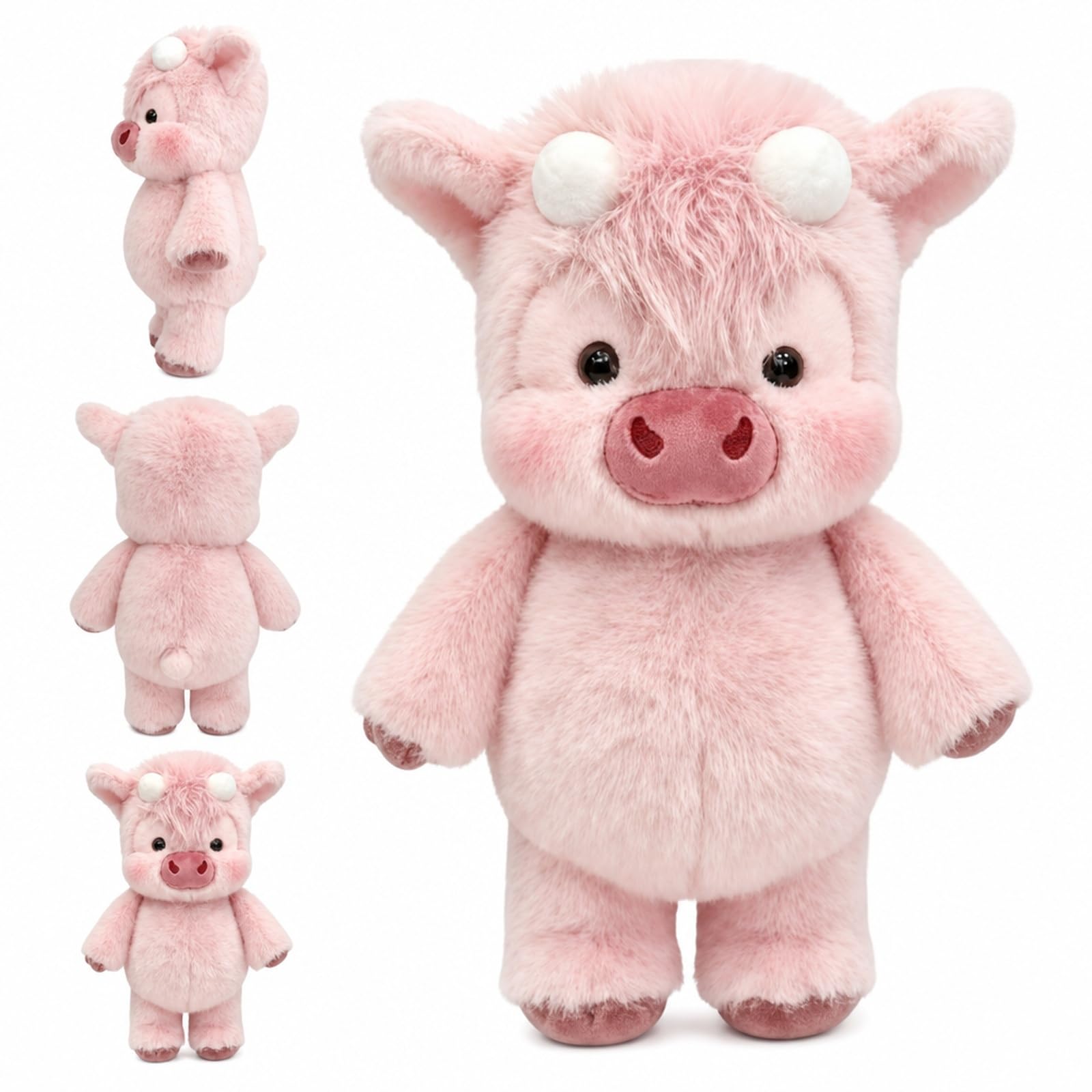 Poivgew Pink Highland Cow Teddy, Cute Highland Cow Ornament for Room Decor