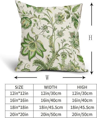 Miniatura 6 de Sweetshow Funda de almohada Chinoiserie para exteriores, 18 x 18 pulgadas, fundas de almohada florales color beige y verde, funda de almohada
