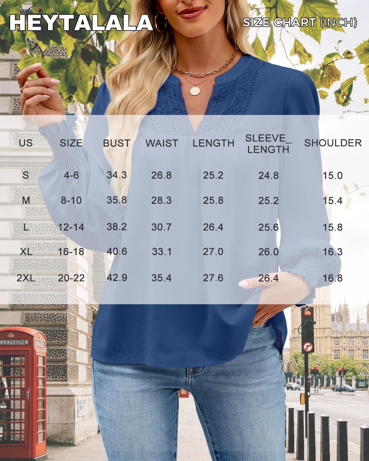HEYTALALA Women's Puff Long Sleeve Shirts 2025 Fall Tops V Neck Casual Boho Work Blouses Dressy T Shirts - Image 7