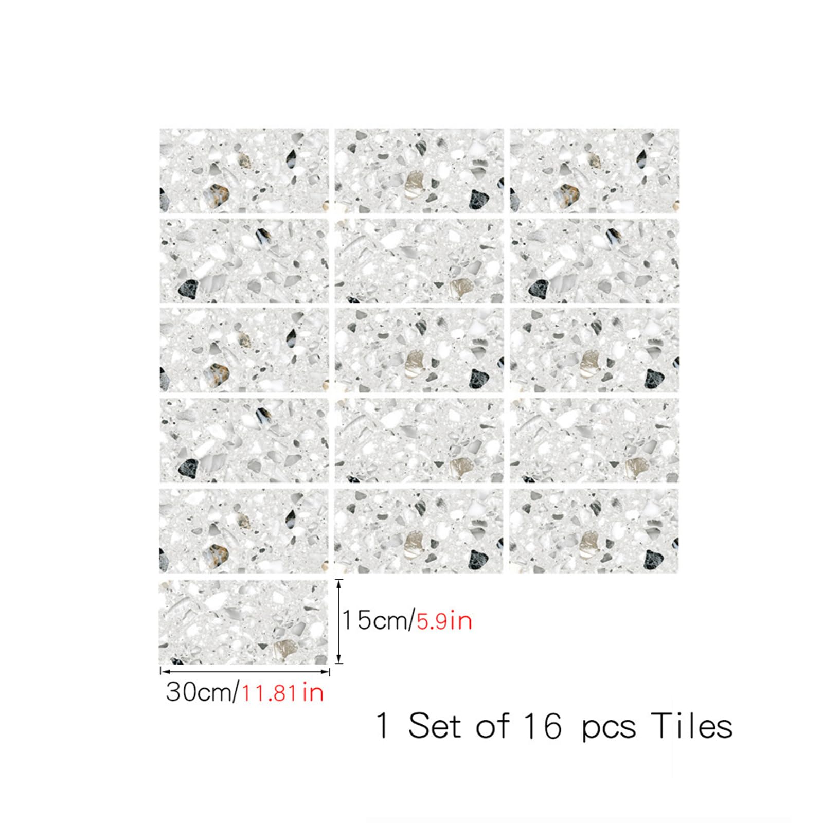 Adesivi per piastrelle effetto marmo, 15 x 30 cm, pellicola autoadesiva in PVC per bagno, cucina, paraschizzi, mosaico, per mobili, sala da pranzo (confezione da 32)