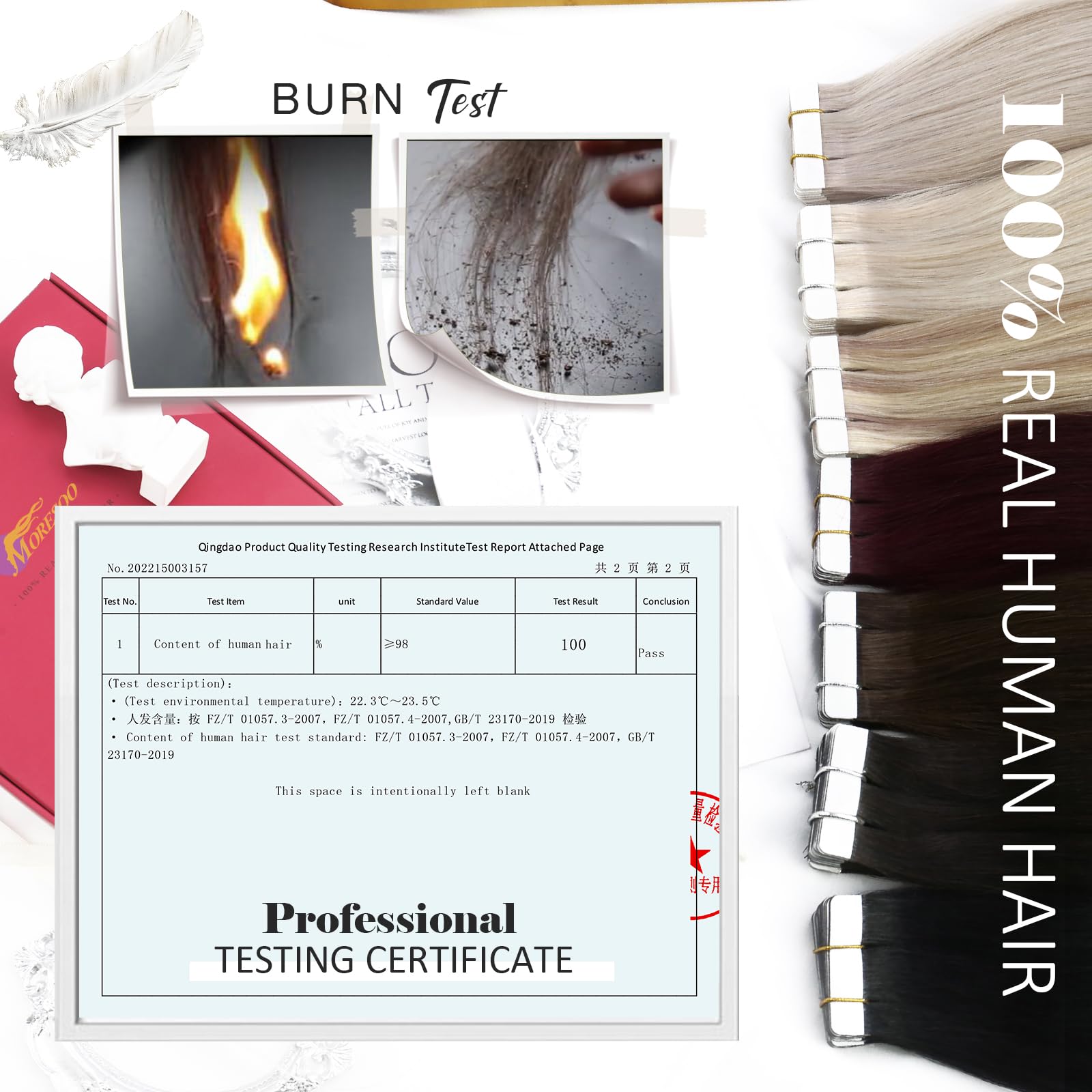 Moresoo Tape in Hair Extensions Human Hair 100g 24 Inch Long for Full Head Tape in Extensions Thick Human Hair Balayage Dark Brown to Golden Brown with Honey Blonde 40 Pieces #4/10/16 - Image 3