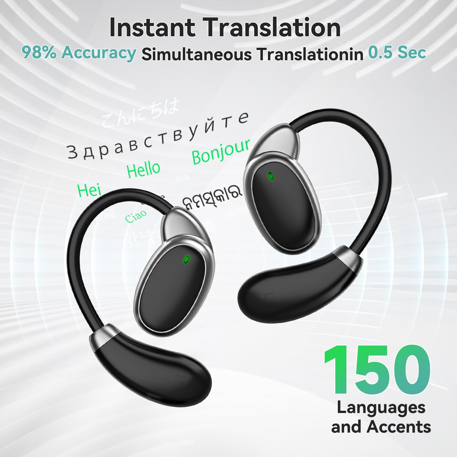 Adelagnes Sprachübersetzer Earbuds – 138 Sprachen, Offline-Übersetzung, Bluetooth 5.4, Bis 30h Laufzeit