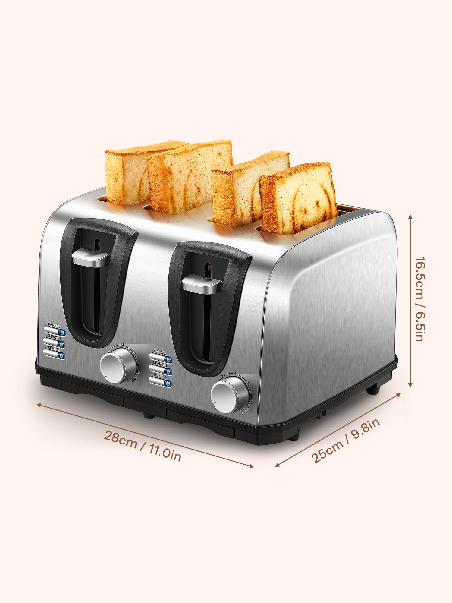 Amazon.com: Yabano 4 Slice Toaster, Toaster with Extra Wide Slot